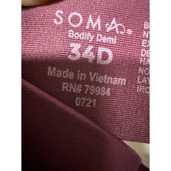 Soma Bodify Demi Bra Size 34D Push-up Mulberry Perfect Coverage NWOT - Picture 5 of 6